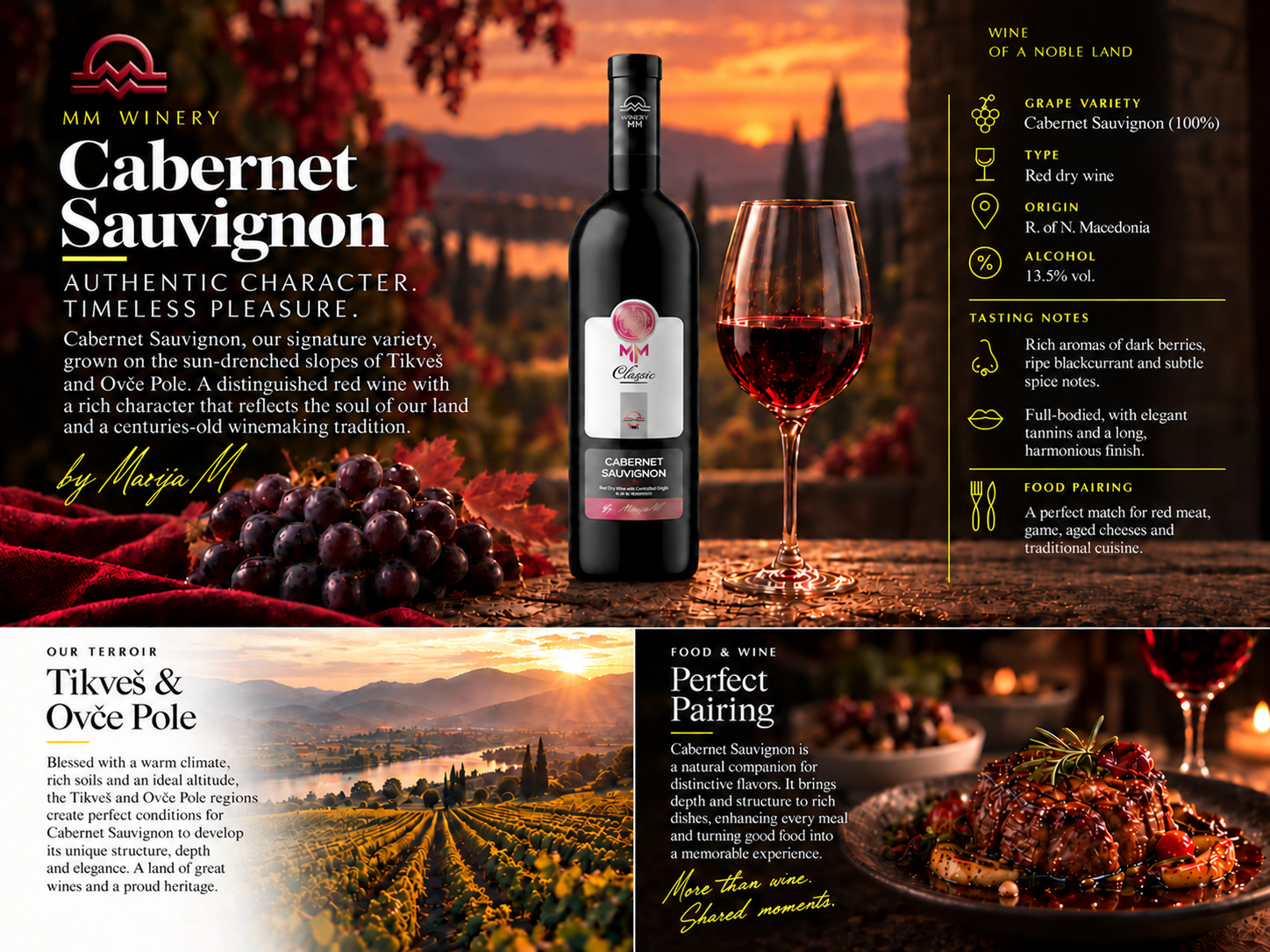 MM Winery Cabernet Sauvignon Classic wine presentation