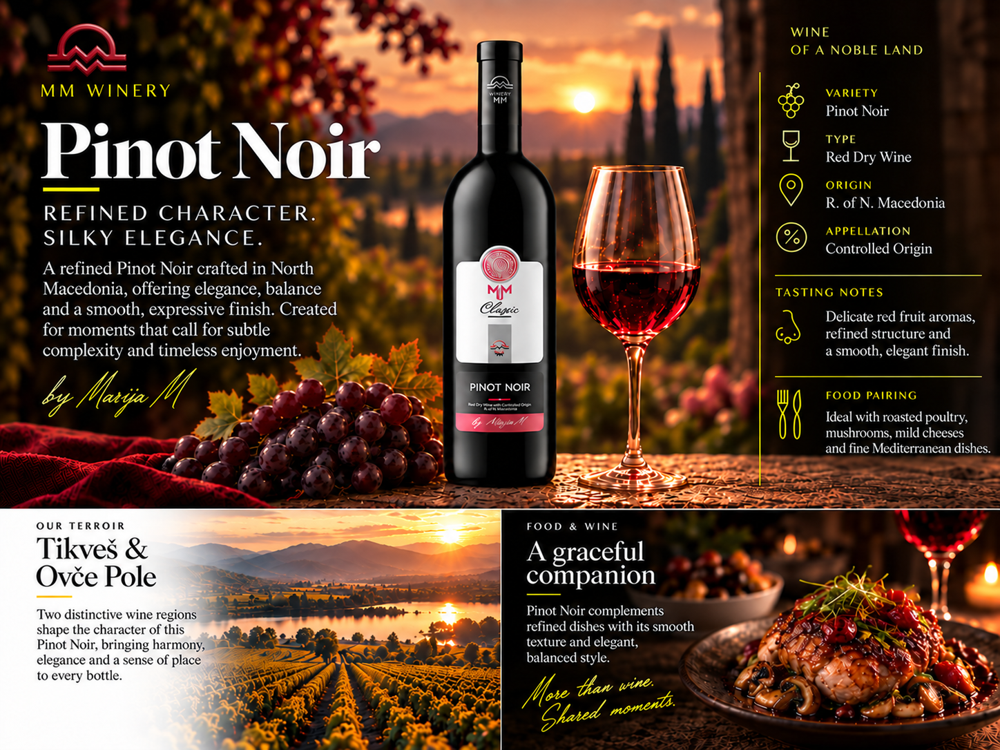 MM Winery Pinot Noir Classic wine presentation